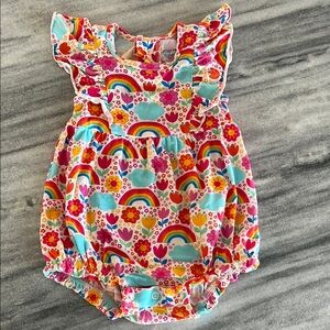 Posh Peanut Colorful Baby Romper with Rainbow and Floral Print size 3-6 Months